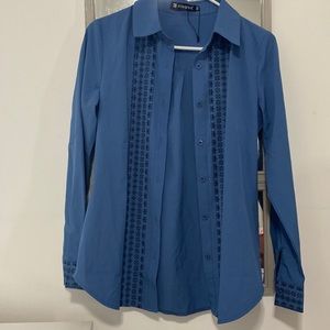 Blue long sleeve shirt, size XS, condition new, made in china.